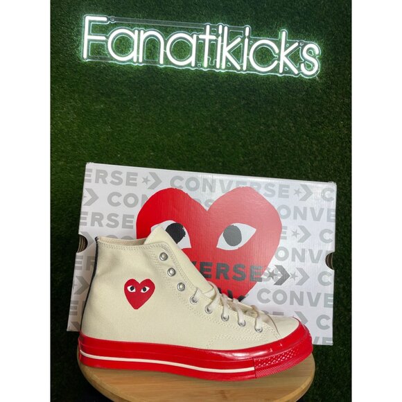 Converse Comme des Garçons CDG Chuck 70 Mens Size 11 Shoes White Red NEW A01794C - Picture 1 of 8